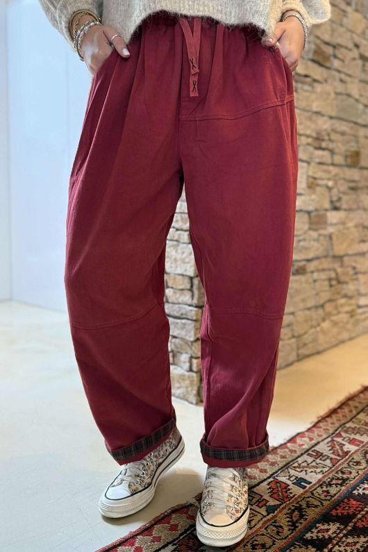 Mercer Soft Twill Barrel Leg Pant Sangria /5/5 =